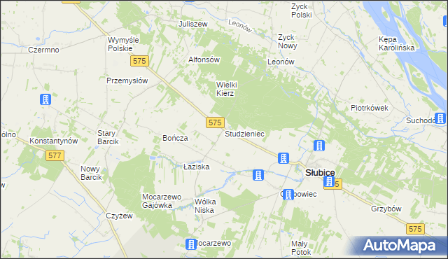 mapa Studzieniec gmina Słubice, Studzieniec gmina Słubice na mapie Targeo