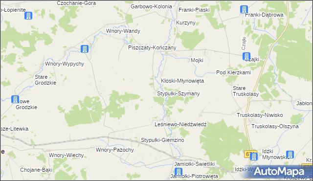 mapa Stypułki-Szymany, Stypułki-Szymany na mapie Targeo