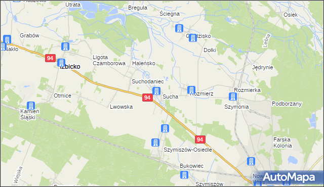 mapa Sucha gmina Strzelce Opolskie, Sucha gmina Strzelce Opolskie na mapie Targeo