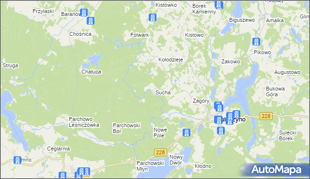 mapa Sucha gmina Sulęczyno, Sucha gmina Sulęczyno na mapie Targeo