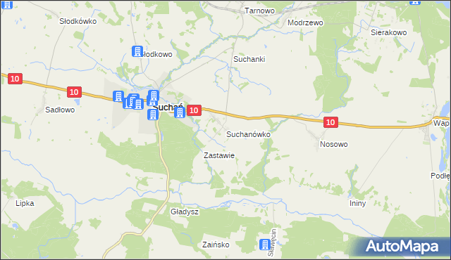 mapa Suchanówko, Suchanówko na mapie Targeo