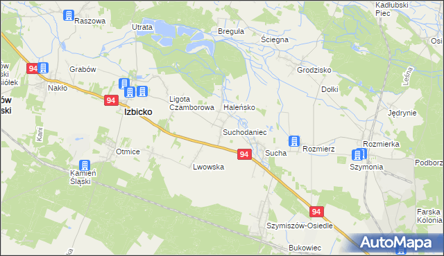 mapa Suchodaniec, Suchodaniec na mapie Targeo