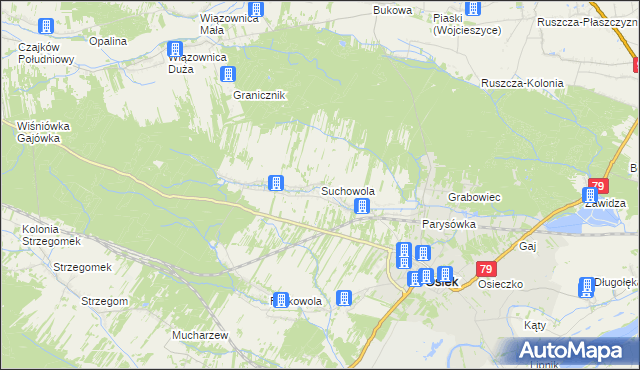 mapa Suchowola gmina Osiek, Suchowola gmina Osiek na mapie Targeo
