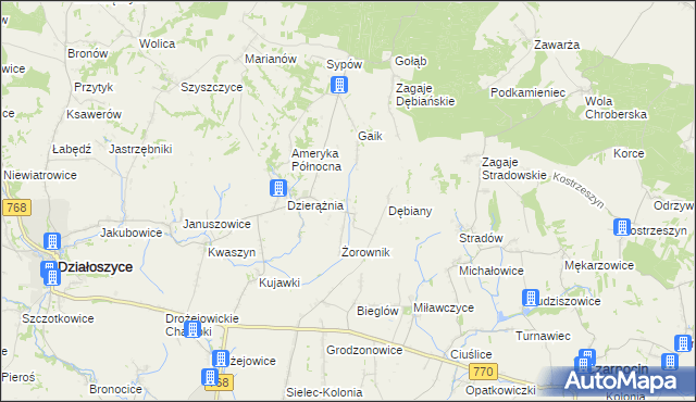 mapa Sudół gmina Działoszyce, Sudół gmina Działoszyce na mapie Targeo