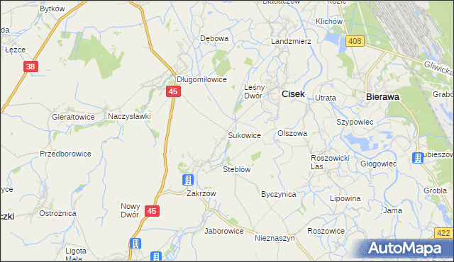 mapa Sukowice, Sukowice na mapie Targeo