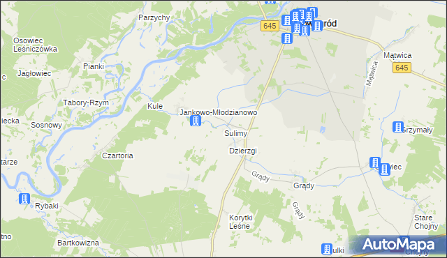 mapa Sulimy gmina Nowogród, Sulimy gmina Nowogród na mapie Targeo