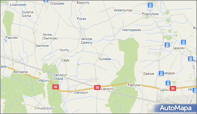 mapa Sulisław gmina Raszków, Sulisław gmina Raszków na mapie Targeo