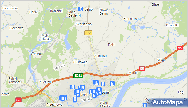 mapa Sulnowo, Sulnowo na mapie Targeo