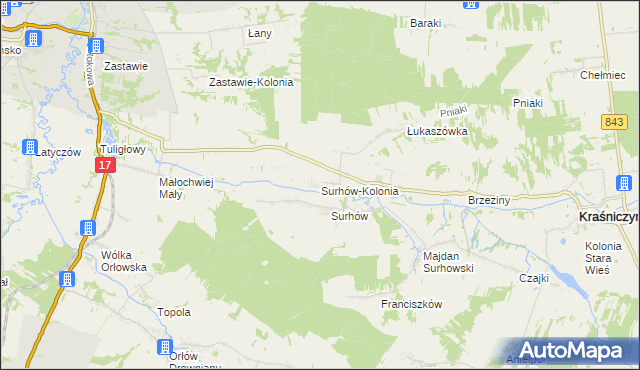 mapa Surhów-Kolonia, Surhów-Kolonia na mapie Targeo