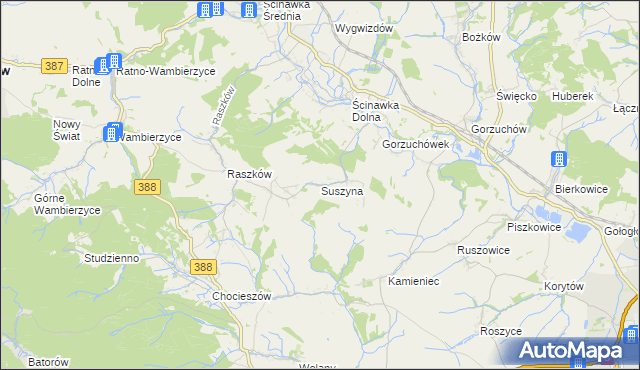 mapa Suszyna, Suszyna na mapie Targeo