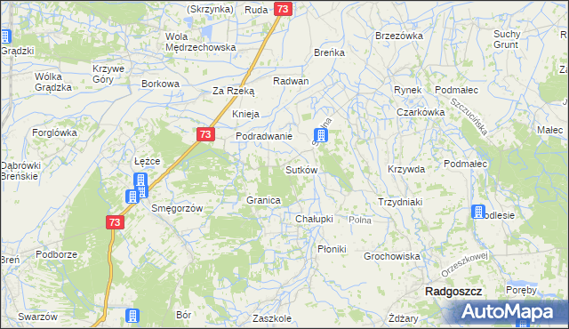 mapa Sutków, Sutków na mapie Targeo