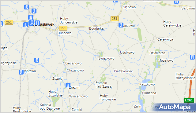 mapa Świątkowo gmina Janowiec Wielkopolski, Świątkowo gmina Janowiec Wielkopolski na mapie Targeo