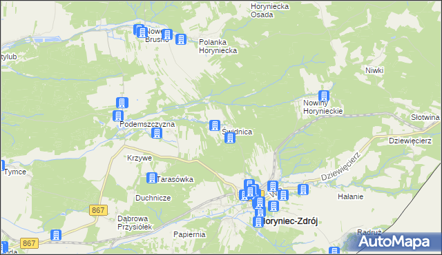 mapa Świdnica gmina Horyniec-Zdrój, Świdnica gmina Horyniec-Zdrój na mapie Targeo