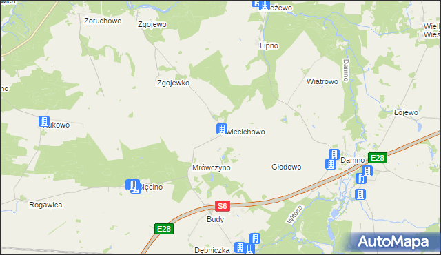 mapa Świecichowo, Świecichowo na mapie Targeo