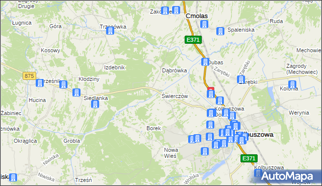 mapa Świerczów gmina Kolbuszowa, Świerczów gmina Kolbuszowa na mapie Targeo