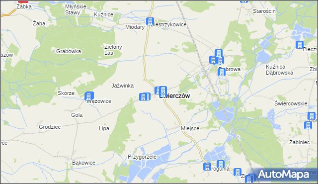mapa Świerczów powiat namysłowski, Świerczów powiat namysłowski na mapie Targeo