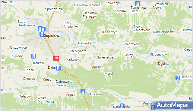 mapa Świesielice, Świesielice na mapie Targeo