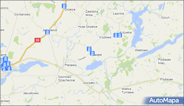 mapa Święte gmina Łasin, Święte gmina Łasin na mapie Targeo