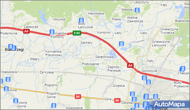 mapa Świętoniowa, Świętoniowa na mapie Targeo