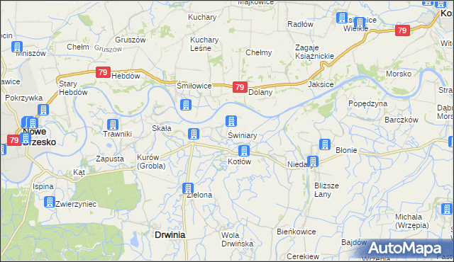 mapa Świniary gmina Drwinia, Świniary gmina Drwinia na mapie Targeo