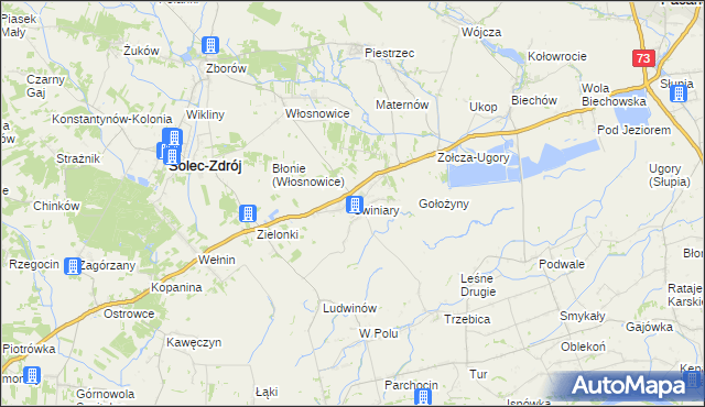 mapa Świniary gmina Solec-Zdrój, Świniary gmina Solec-Zdrój na mapie Targeo