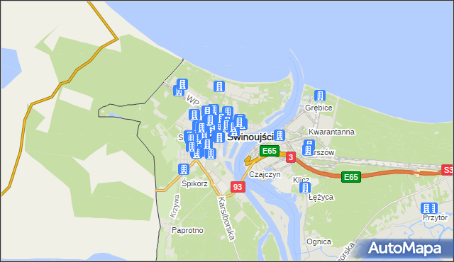 mapa Świnoujście, Świnoujście na mapie Targeo