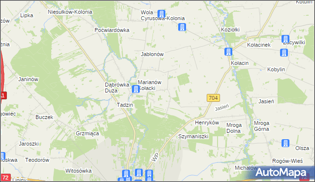 mapa Syberia gmina Brzeziny, Syberia gmina Brzeziny na mapie Targeo