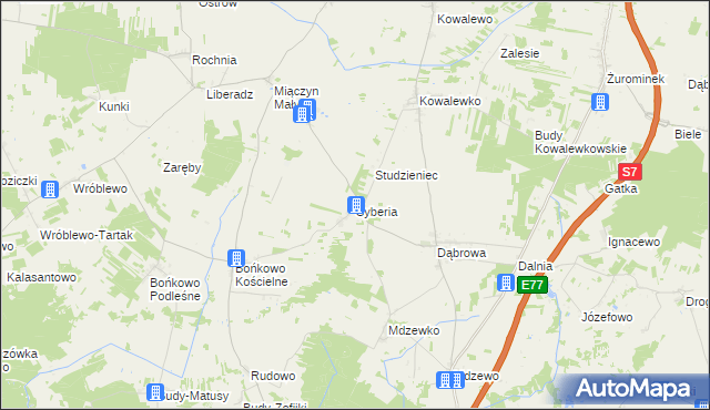 mapa Syberia gmina Strzegowo, Syberia gmina Strzegowo na mapie Targeo