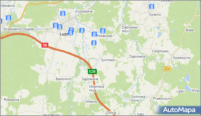 mapa Sychowo, Sychowo na mapie Targeo