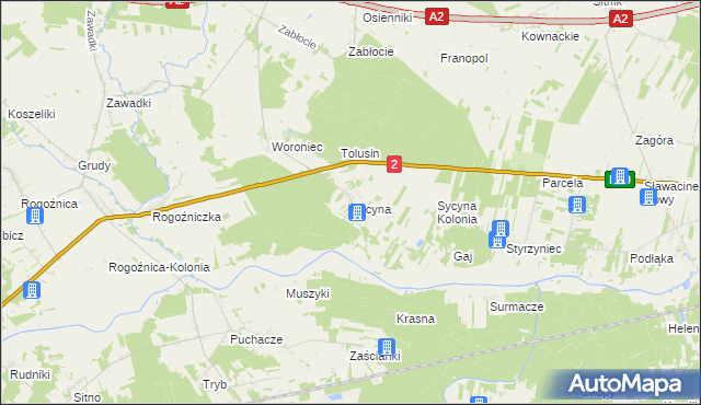 mapa Sycyna, Sycyna na mapie Targeo