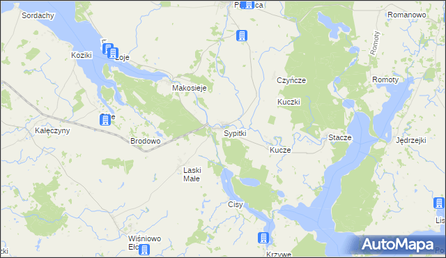 mapa Sypitki, Sypitki na mapie Targeo