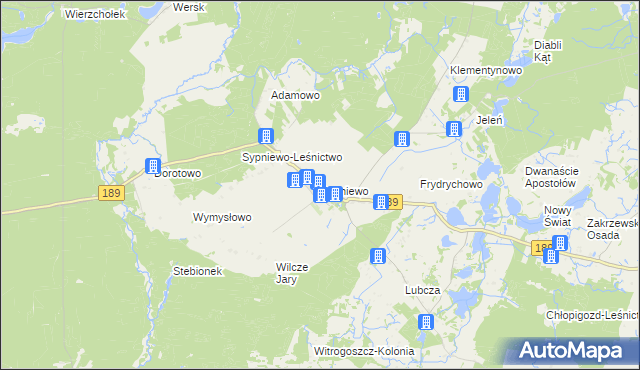 mapa Sypniewo gmina Więcbork, Sypniewo gmina Więcbork na mapie Targeo