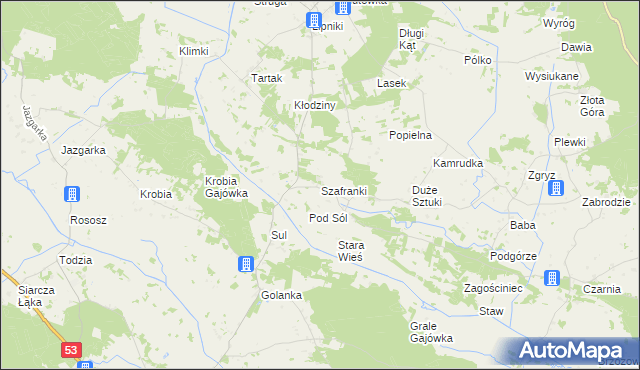 mapa Szafranki gmina Łyse, Szafranki gmina Łyse na mapie Targeo