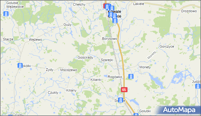 mapa Szarejki gmina Kowale Oleckie, Szarejki gmina Kowale Oleckie na mapie Targeo