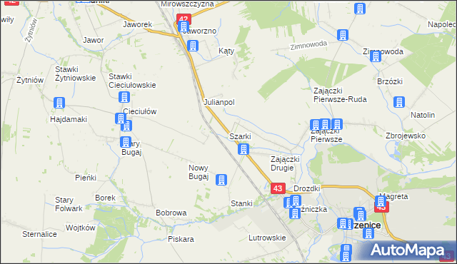 mapa Szarki gmina Krzepice, Szarki gmina Krzepice na mapie Targeo