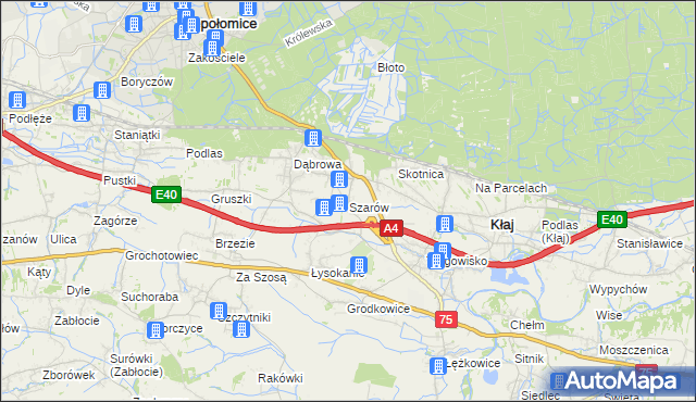 mapa Szarów gmina Kłaj, Szarów gmina Kłaj na mapie Targeo