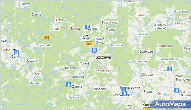 mapa Szczawa, Szczawa na mapie Targeo