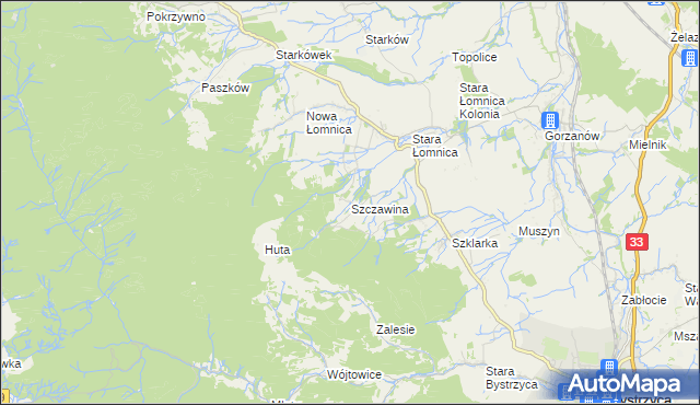 mapa Szczawina, Szczawina na mapie Targeo