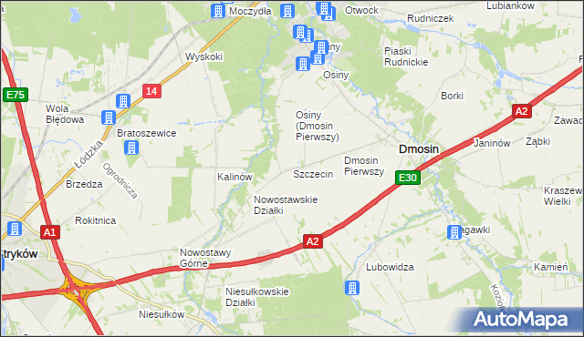 mapa Szczecin gmina Dmosin, Szczecin gmina Dmosin na mapie Targeo
