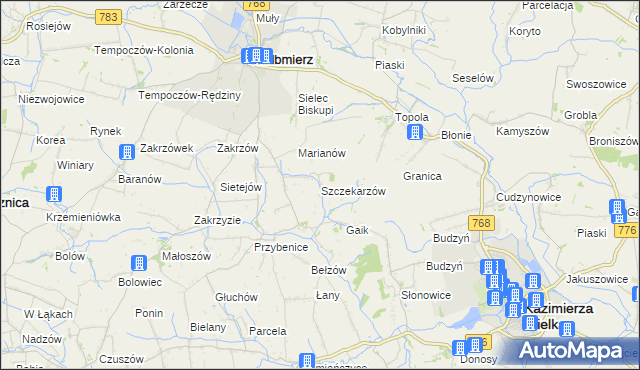 mapa Szczekarzów, Szczekarzów na mapie Targeo