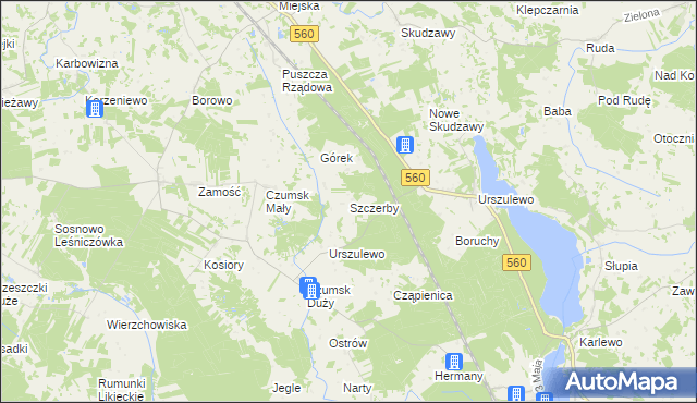 mapa Szczerby, Szczerby na mapie Targeo