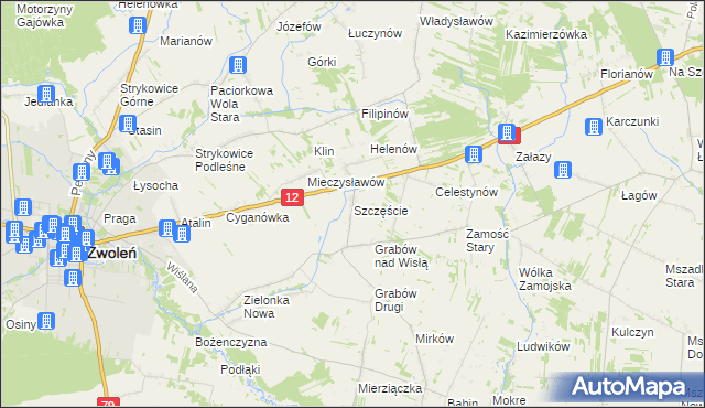 mapa Szczęście, Szczęście na mapie Targeo