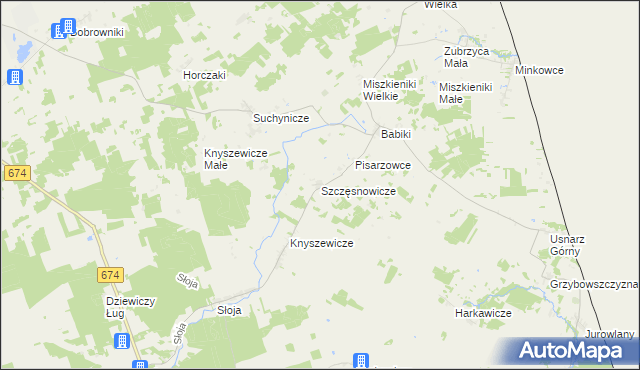 mapa Szczęsnowicze, Szczęsnowicze na mapie Targeo
