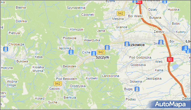 mapa Szczyrk, Szczyrk na mapie Targeo