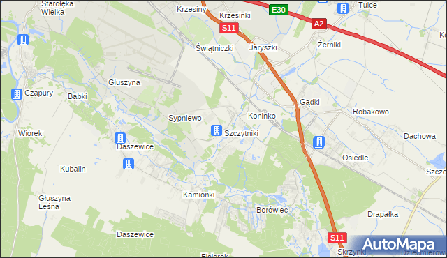 mapa Szczytniki gmina Kórnik, Szczytniki gmina Kórnik na mapie Targeo