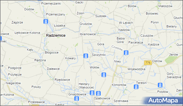 mapa Szczytniki gmina Proszowice, Szczytniki gmina Proszowice na mapie Targeo