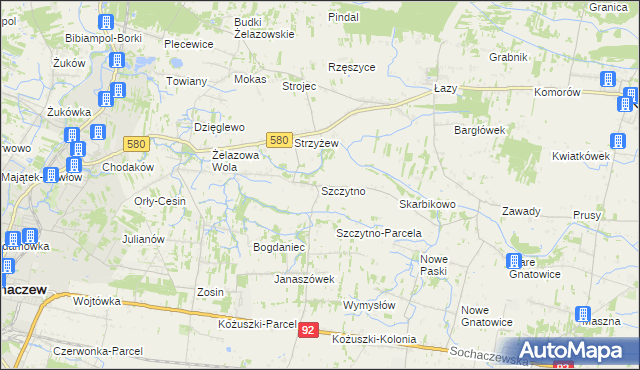 mapa Szczytno gmina Kampinos, Szczytno gmina Kampinos na mapie Targeo