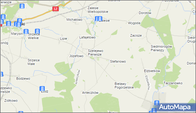mapa Szelejewo Drugie, Szelejewo Drugie na mapie Targeo