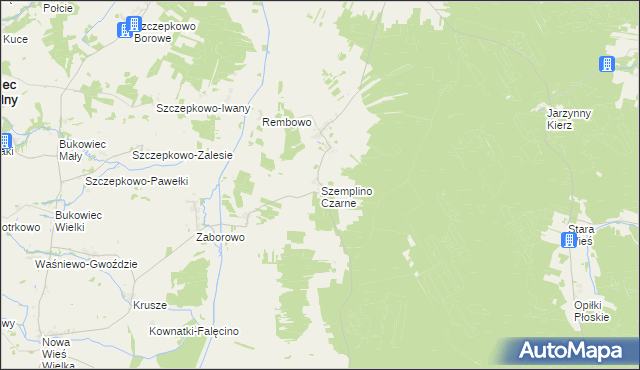 mapa Szemplino Czarne, Szemplino Czarne na mapie Targeo