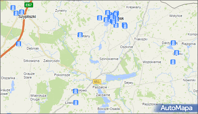 mapa Szlinokiemie, Szlinokiemie na mapie Targeo